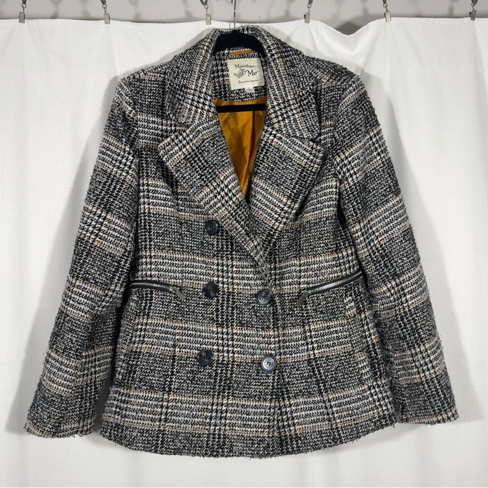 Maralyn & Me Houndstooth Plaid Blazer Jacket